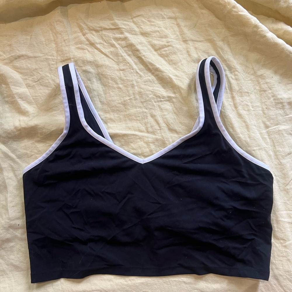 Aerie Black Sports Bra with White Trim Size XXL